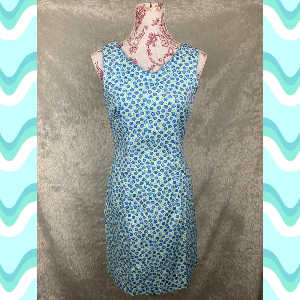 CDC Floral Blue Sleeveless Dress